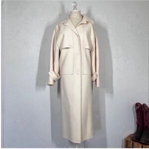 Vintage di Laura Biagiotti Wool Cream Long Trench Coat -